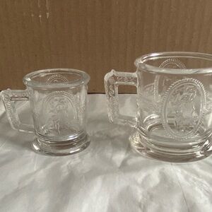 Antique Pressed Glass Mugs Cupid and Venus Design